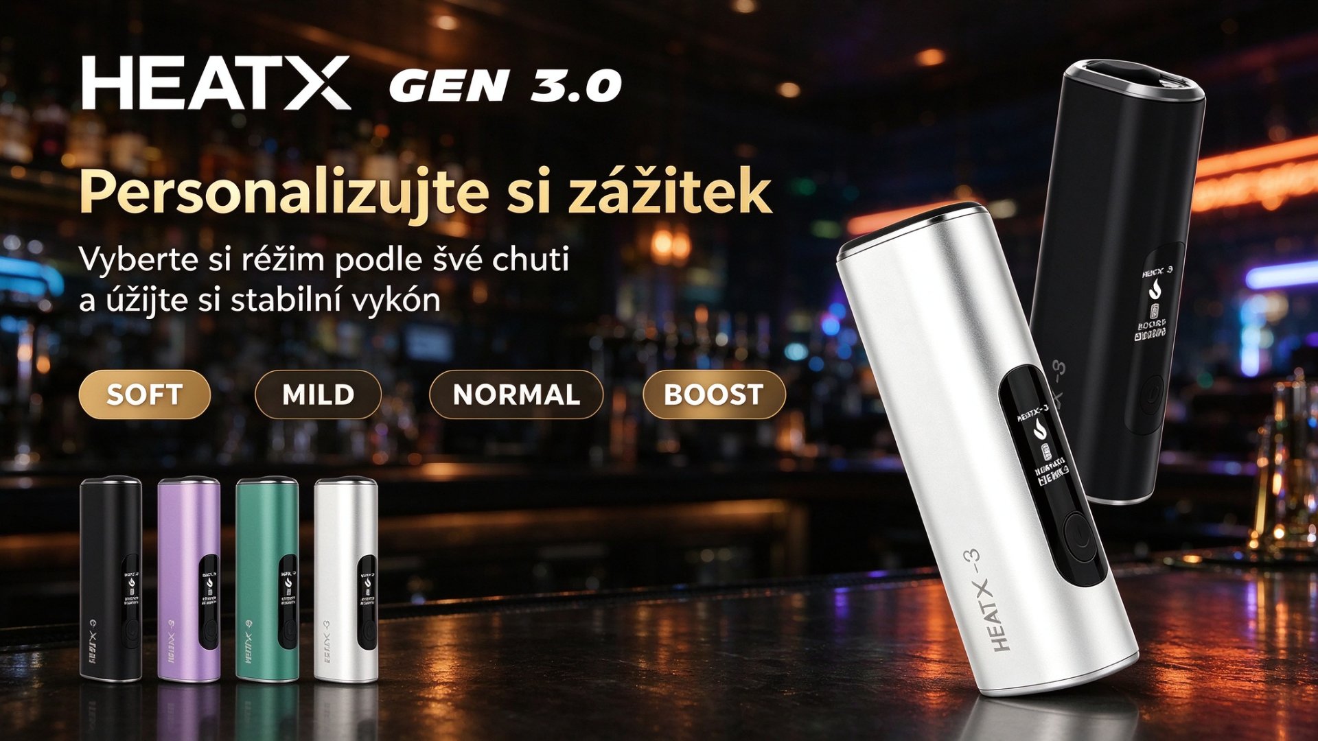 HEATX-3 — personalizace zážitku, čtyři režimy
