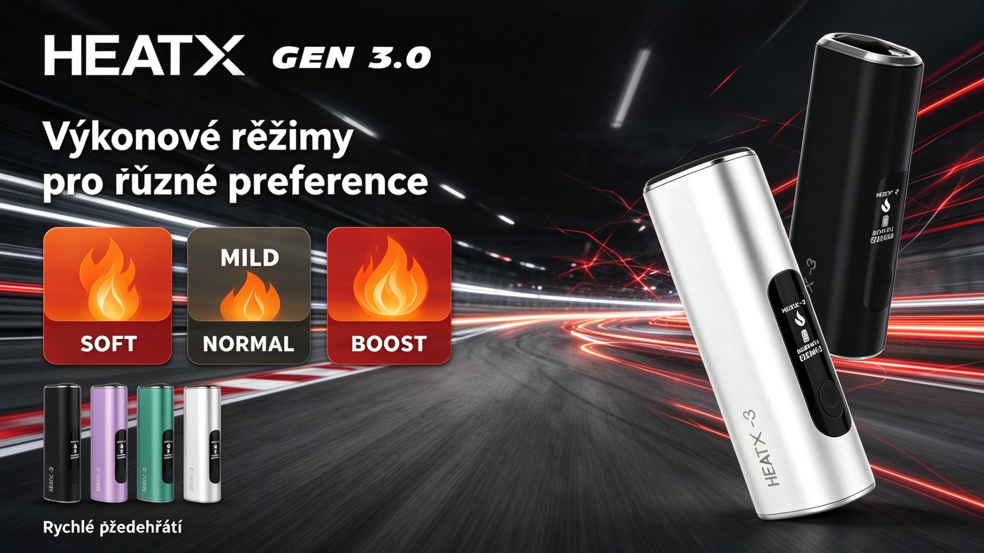 HEATX-3 — výkonové režimy a rychlé předehřátí